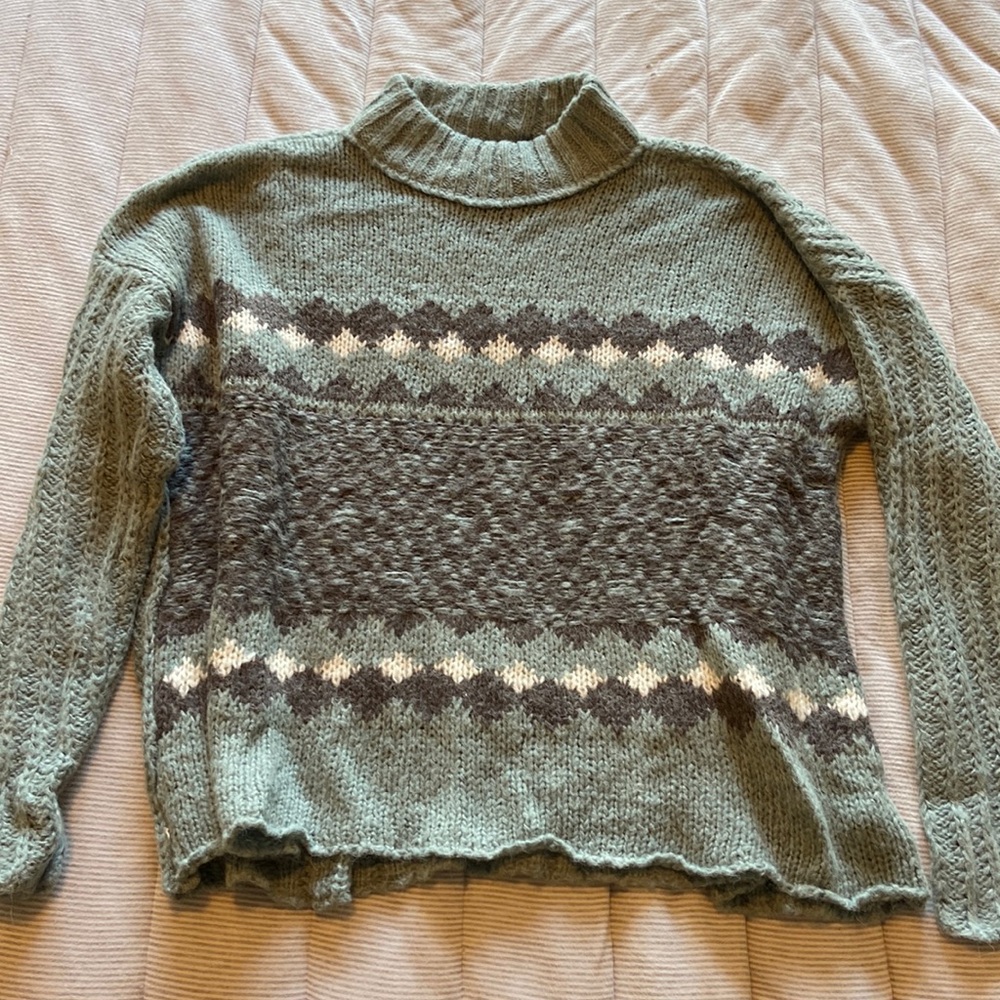 Blue with design knit sweater.